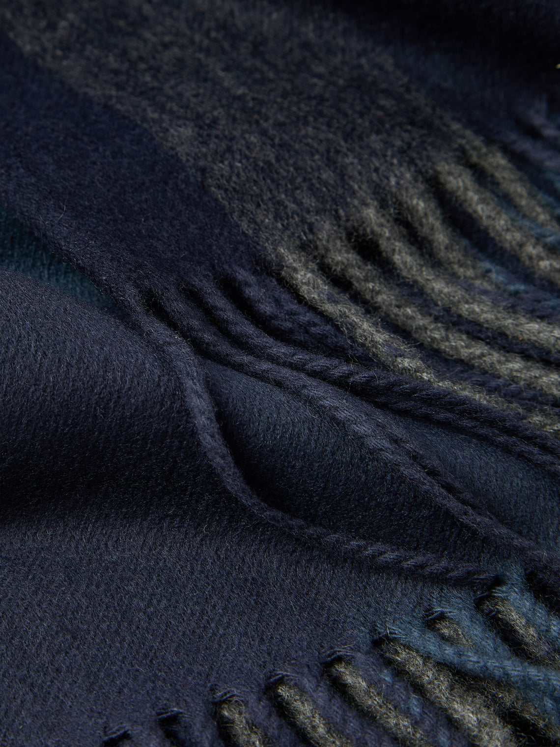 Johnstons of Elgin - Umbra Plaid Cashmere Throw (75in/1.9m) - Blue - ABASK
