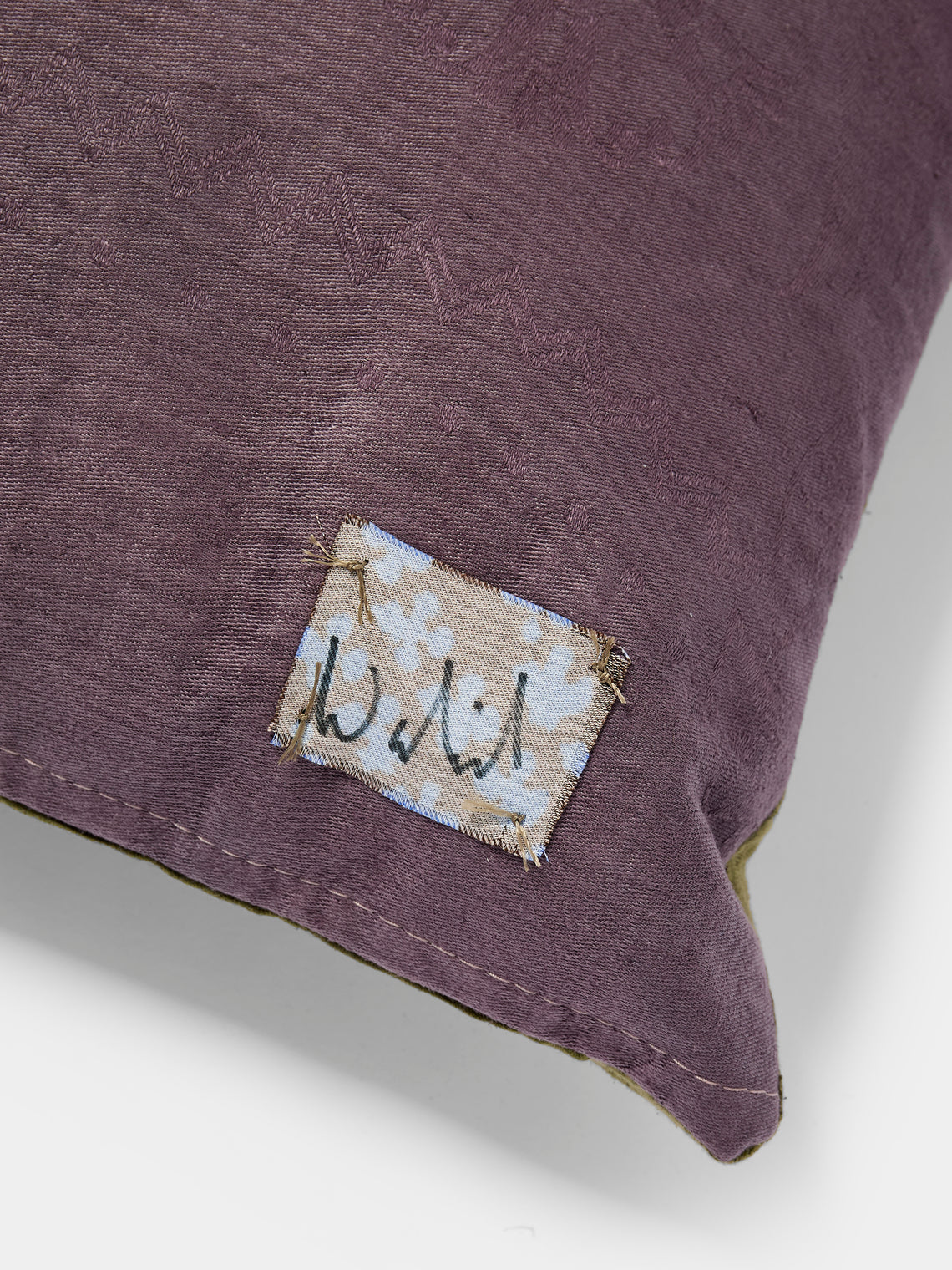 By Walid - 19th-Century Silk Embroidery Damask Pillow (17.5in/45cm) - Multiple - ABASK
