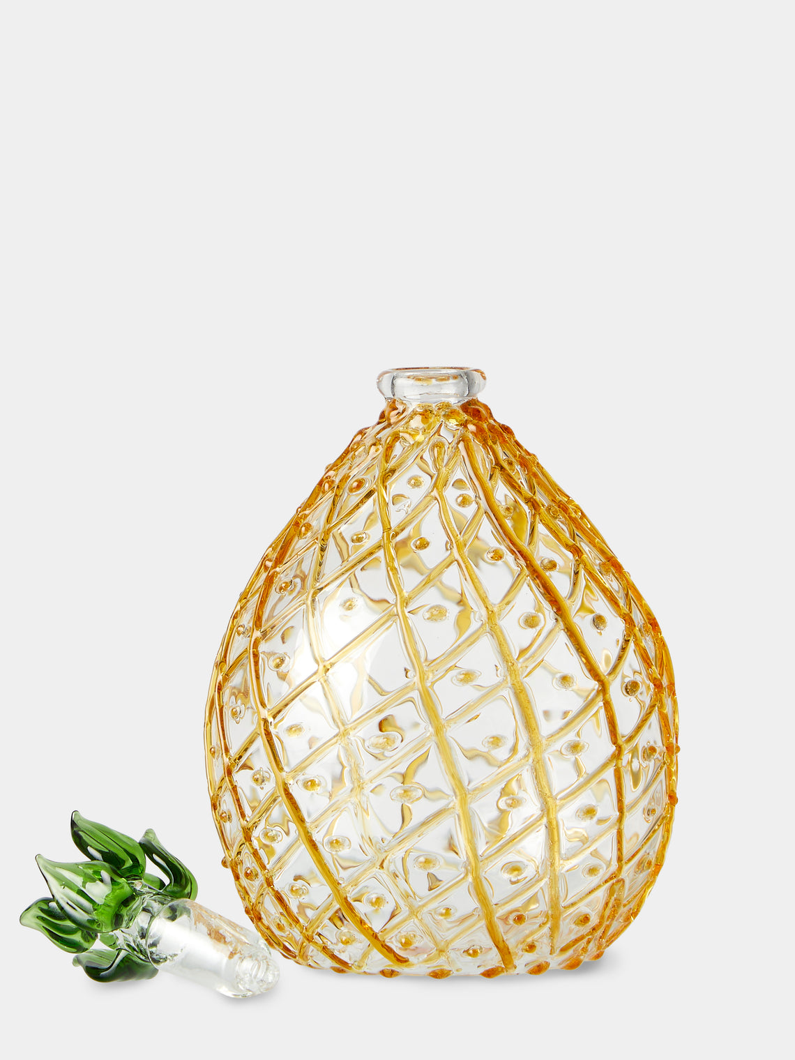 Alya Tannous - Pineapples Hand-Blown Glass Oil and Vinegar Set - Yellow - ABASK