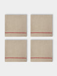 Chamois - | Set of 4 | Embroidered Linen Napkins - Beige - ABASK - 