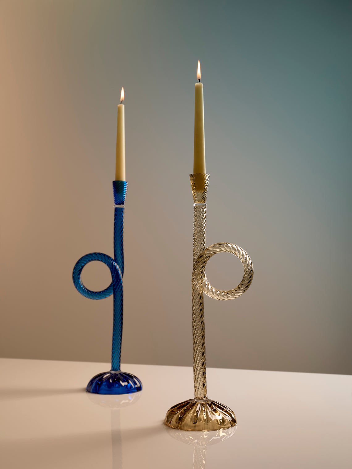 Aina Kari - Venetian Knot Hand-Blown Murano Glass Candlestick Holder - Gold - ABASK