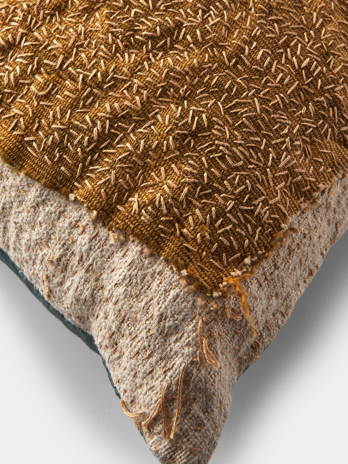 By Walid - 19th-Century French Napoleon III Aubosson Tapestry Wool and Damask Cushion (27.5in/70cm) - Multiple - ABASK