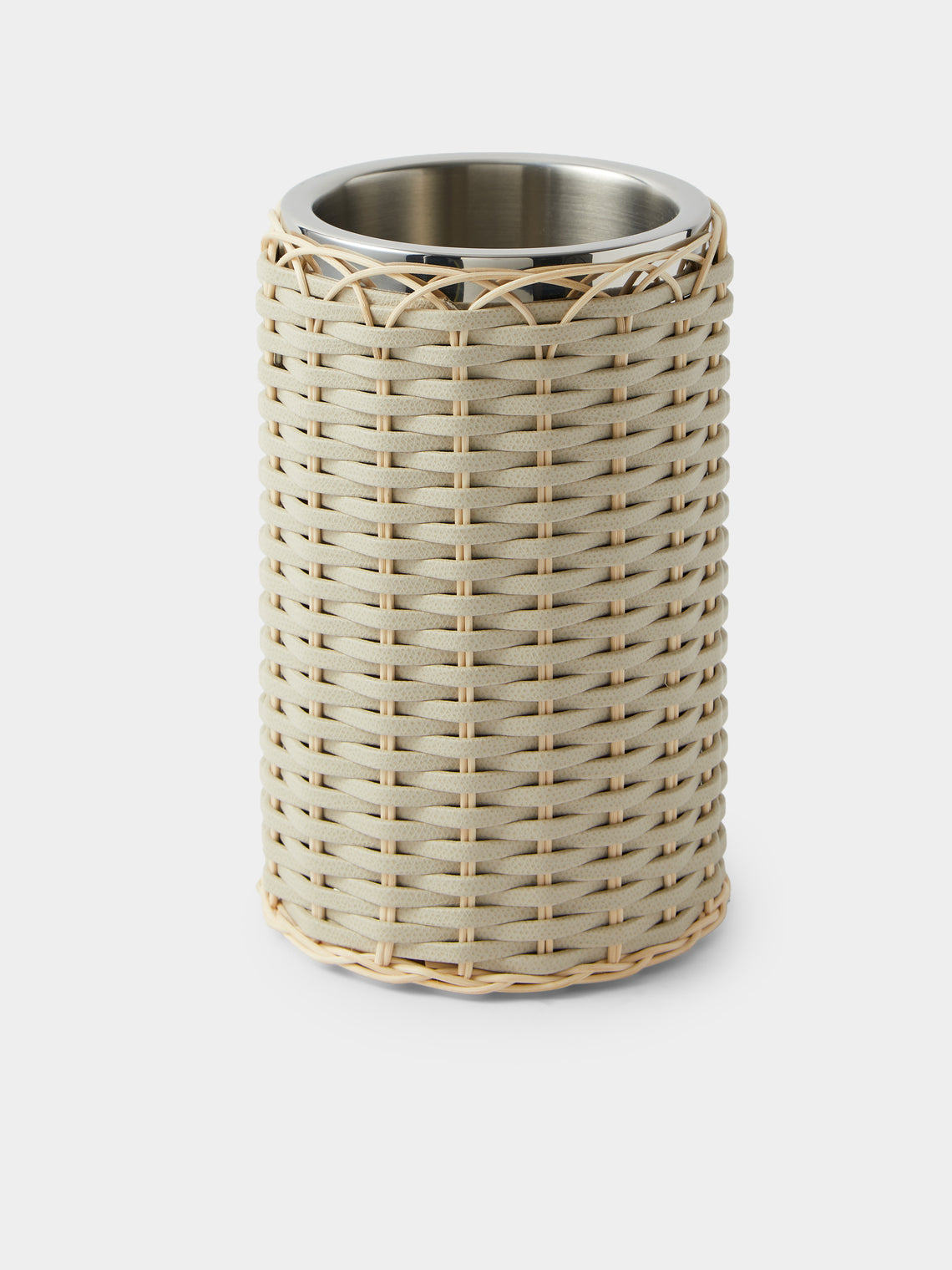 Pigment France - Menton Leather and Rattan Bottle Cooler - Cream - ABASK - 