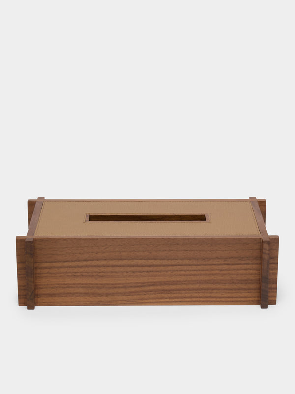 Giobagnara - Structura Leather and Wood Tissue Holder - Brown - ABASK - 