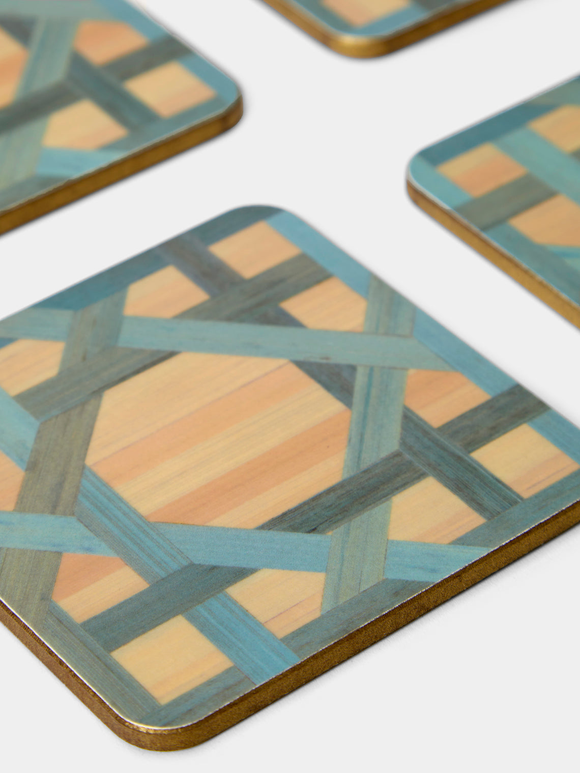 HestiaLiving - Epoch Wood Coasters (Set of 4) - Blue - ABASK