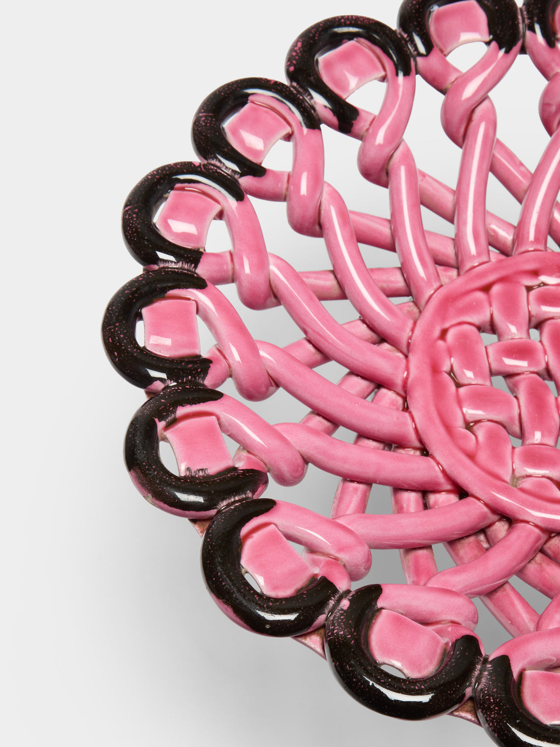 Antique and Vintage - 1950s Vallauris Braided Ceramic Bowl - Pink - ABASK