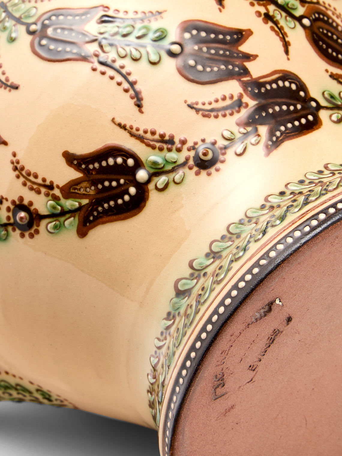 Poterie d’Évires - Birds Hand-Painted Ceramic Large Round Jug - Cream - ABASK