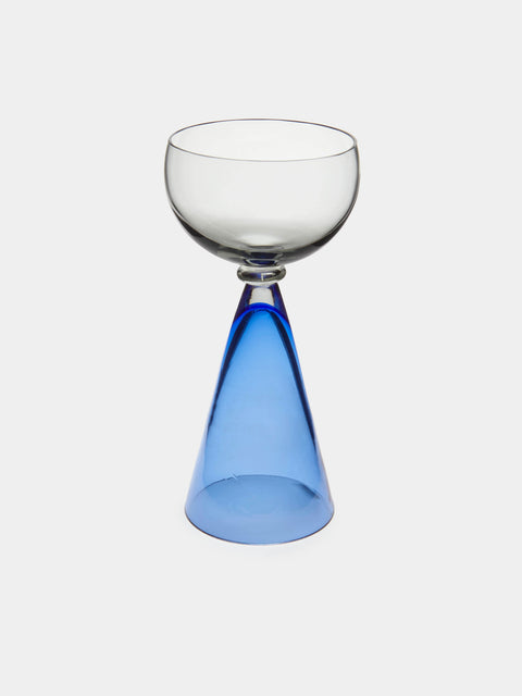 NasonMoretti - Archive Revival 1960 Flutflut Hand-Blown Murano Glass Champagne Coupes (Set of 2) - Blue - ABASK - 