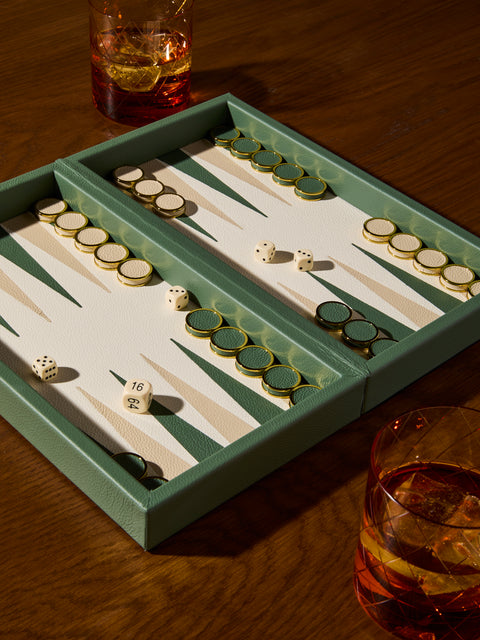 Geoffrey Parker - Leather Travel Backgammon Set - Green - ABASK