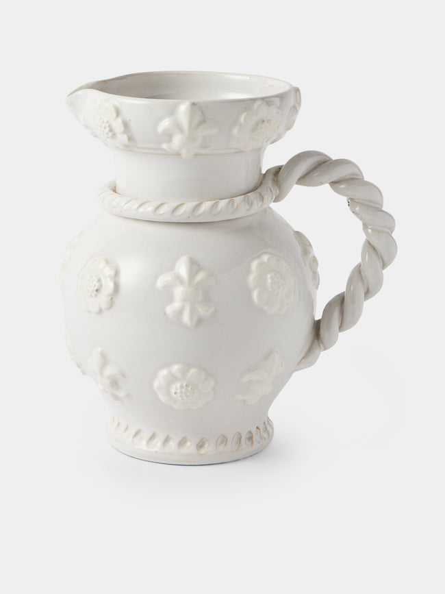 Antique and Vintage - 1940s Émile Tessier Ceramic Rope-Handled Vase (10.5in/26.5cm) - White - ABASK - 