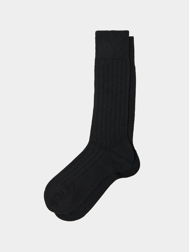 Maria La Rosa - Women's One Cashmere Mid-Calf Socks | One Size - Black - ABASK - 