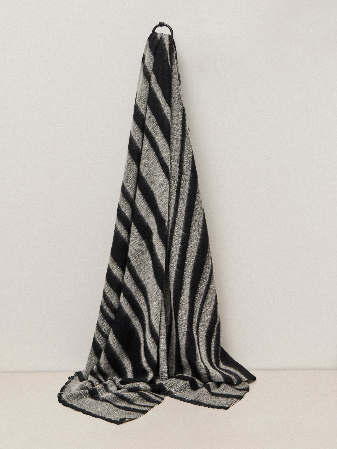 Denis Colomb - Dolpo Striped Nomad Cashmere and Cotton Throw (79in/2m) - Gray - ABASK