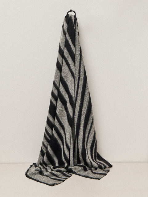 Denis Colomb - Dolpo Striped Nomad Cashmere and Cotton Throw (79in/2m) - Gray - ABASK