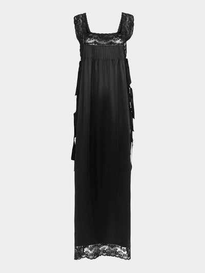 Loretta Caponi - Fiocchini Silk and Lace Long Dress -  - ABASK - 