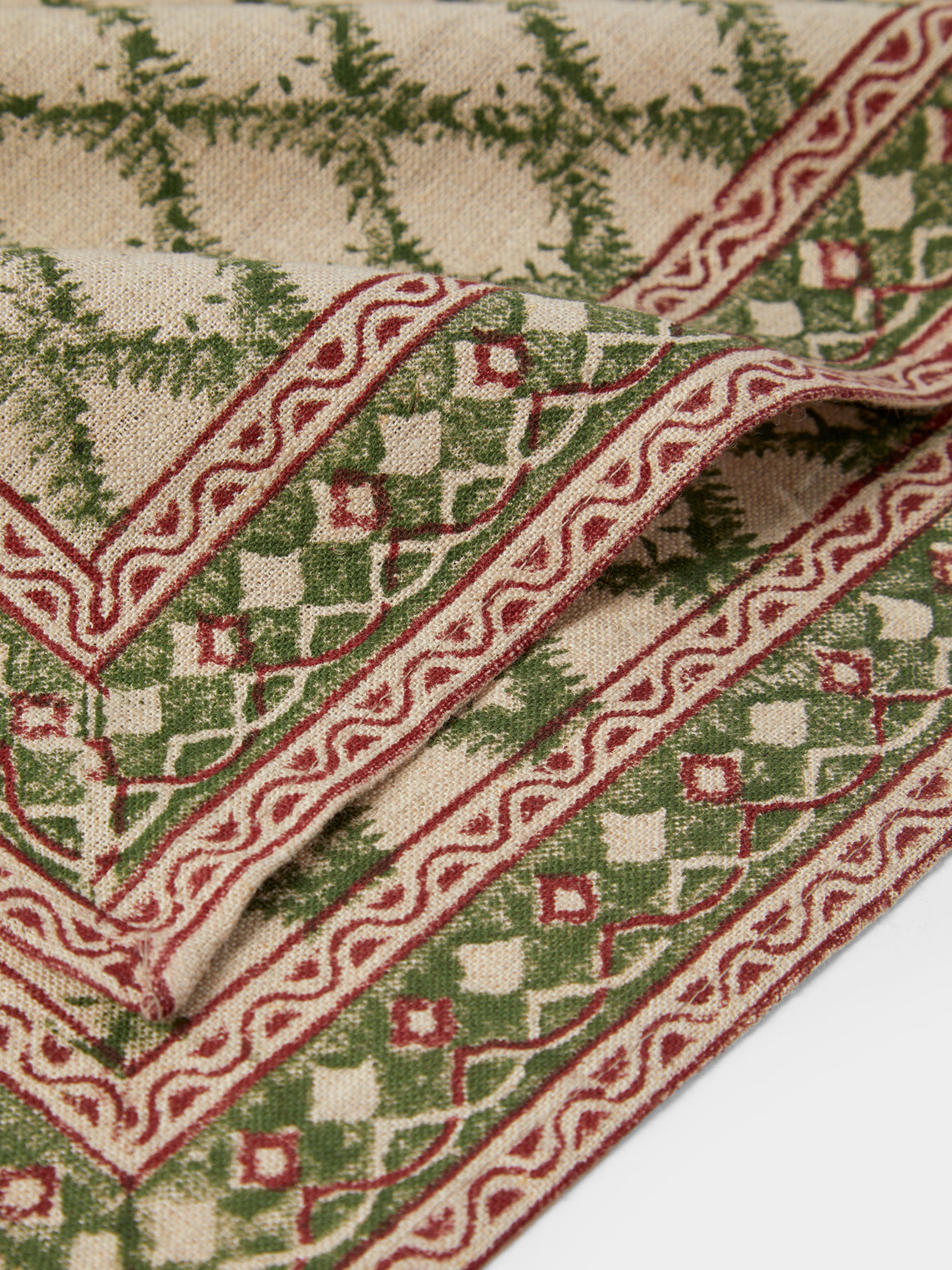 Chamois - | Set of 2 | Cypress Block-Printed Linen Placemats - Multiple - ABASK