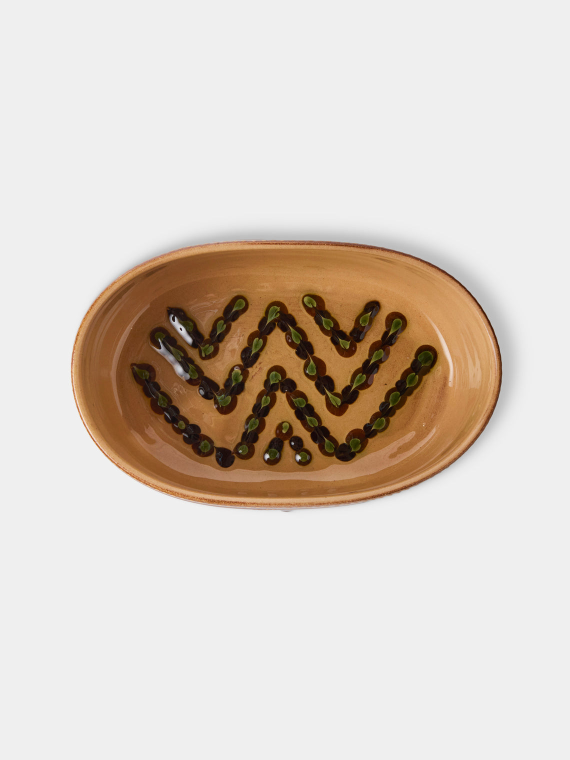 Poterie d’Évires - Flowers Hand-Painted Ceramic Mini Oval Dish - Light Brown - ABASK