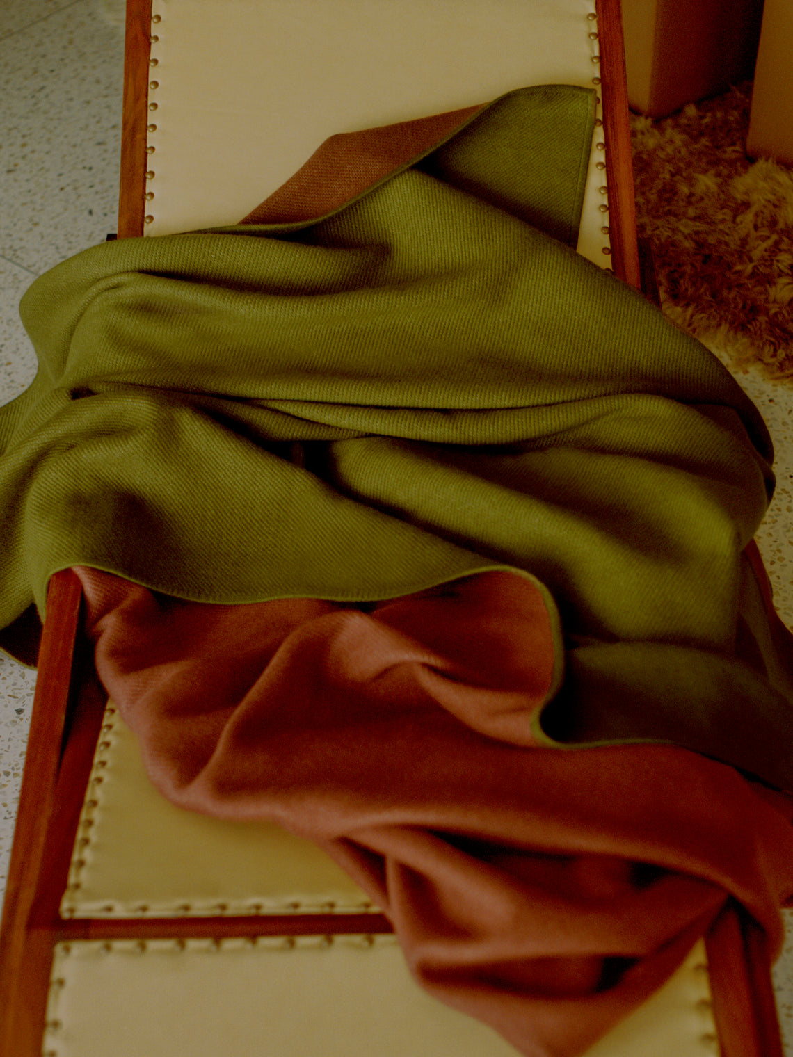 Studio Shamshiri x ABASK - Handwoven Cashmere Double-Faced Blanket - Green - ABASK