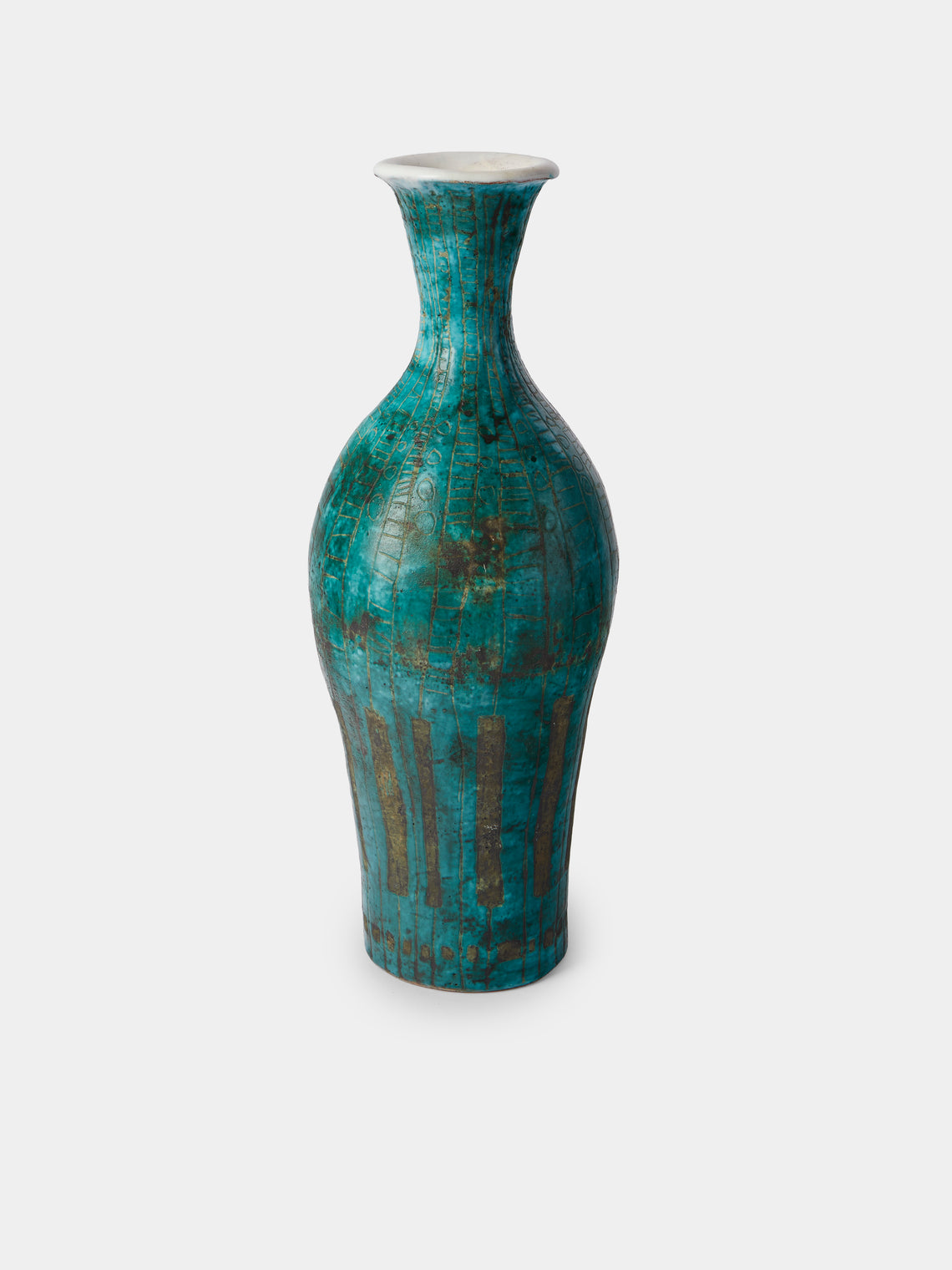 Antique and Vintage - Mid-Century Ceramic Vase - Blue - ABASK - 