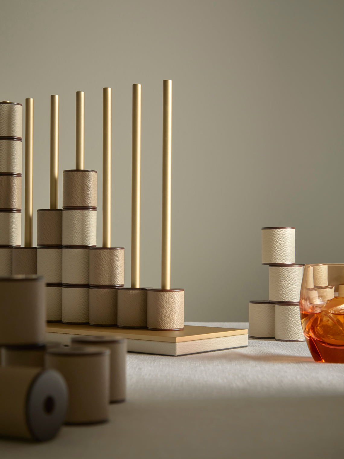 Pinetti - Leather Connect Four Set - Cream - ABASK