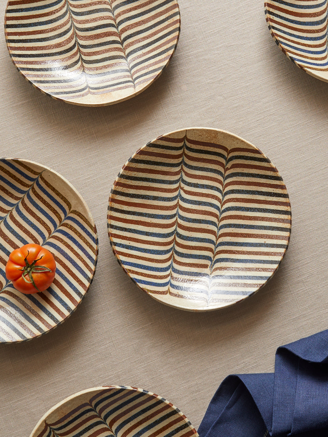 Makidani-gama - No. 3 Nerikomi Ceramic Plates – 8in/21cm (Set of 5) - Multiple - ABASK