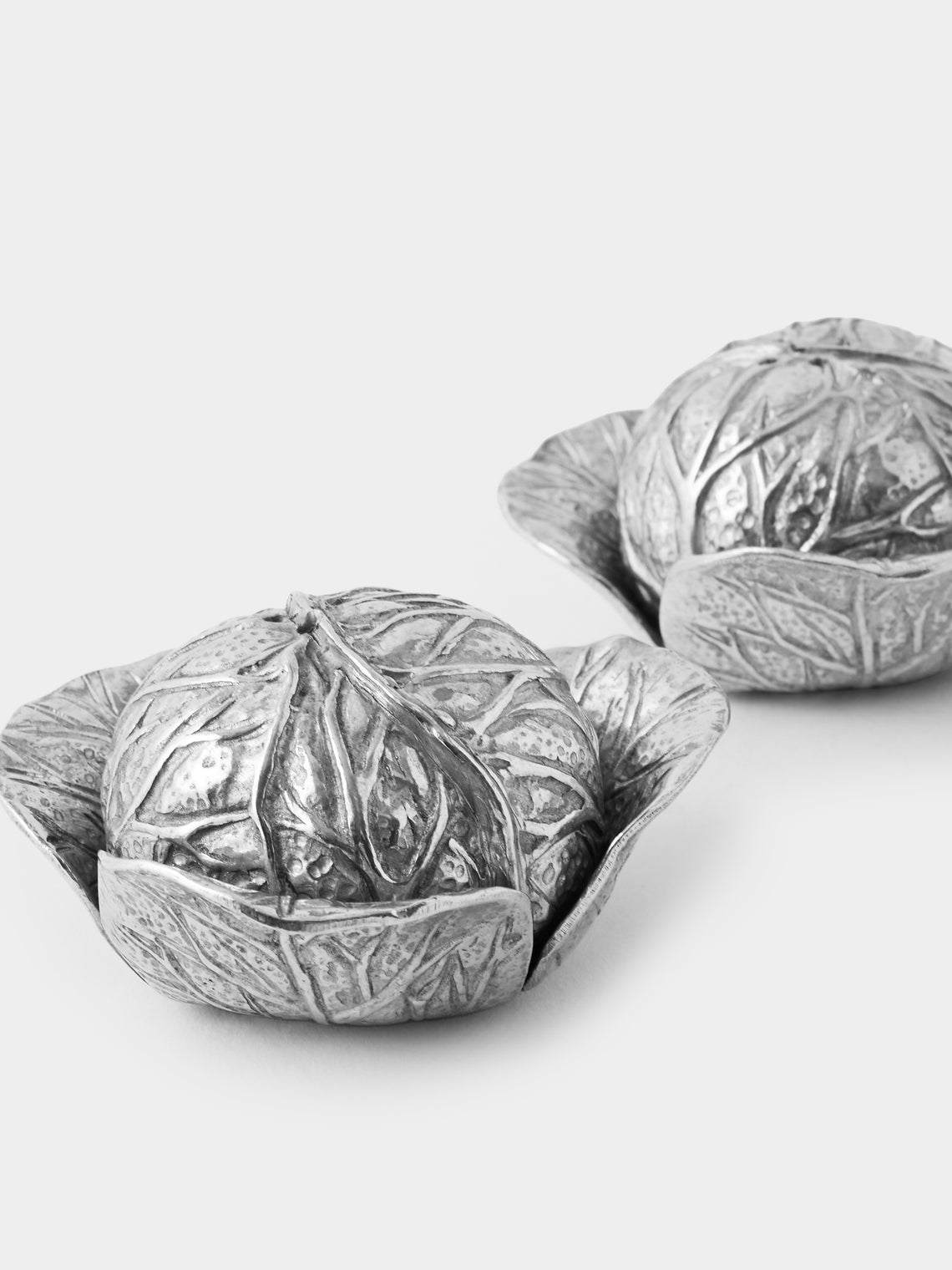 Au Bain Marie - | Set of 2 | Cabbage Pewter Salt and Pepper Shakers - Silver - ABASK
