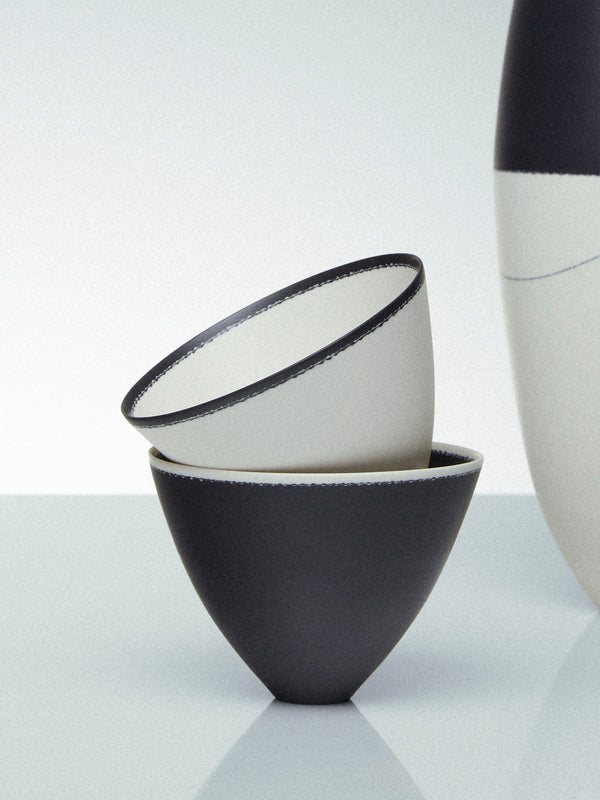 Paul James Ceramics - | Set of 2 | Fractured Reality Hand-Thrown Ceramic Bowls - White - ABASK