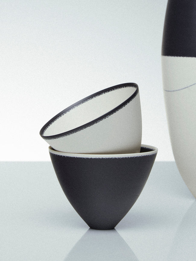 Paul James Ceramics - | Set of 2 | Fractured Reality Hand-Thrown Ceramic Bowls - White - ABASK
