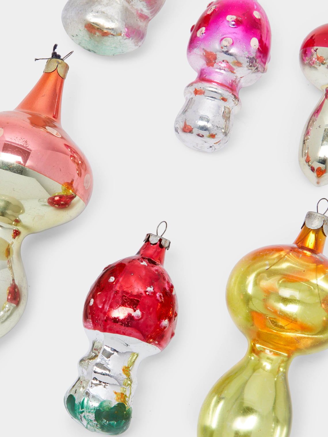 Antique and Vintage - 1950s Mushrooms Glass Large Tree Decorations (Set of 6) -  - ABASK