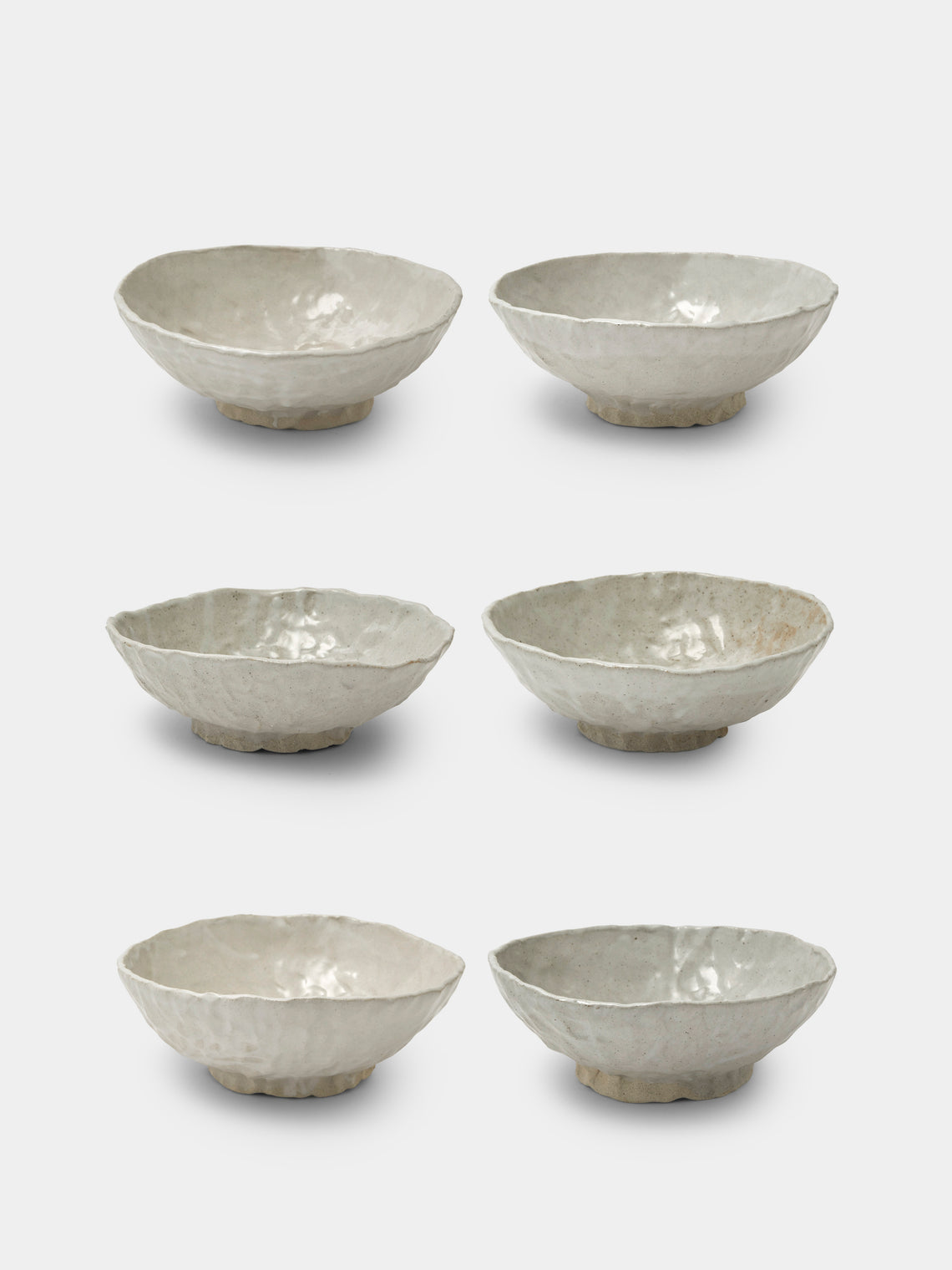 Estudio Vernís - Wood-Fired Stoneware Large Bowls (Set of 6) - White - ABASK