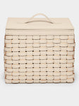 Riviere - Woven Leather Wastepaper Basket - Cream - ABASK - 