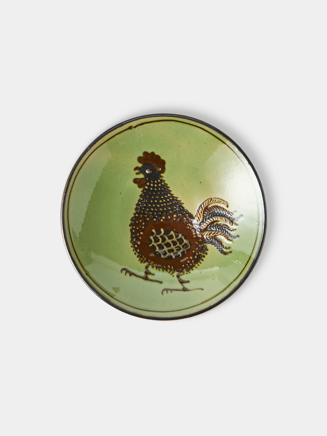 Poterie d’Évires - Animals Hand-Painted Ceramic Plates – 5.5in/14cm (Set of 4) - Green - ABASK