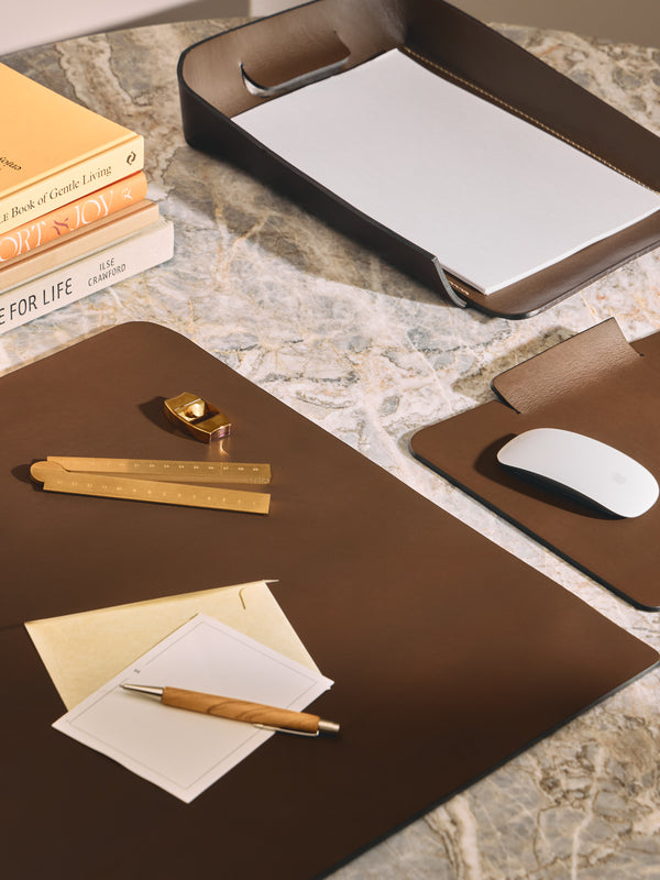 Oscar Maschera - Simone Leather Desk Set - Dark Brown - ABASK