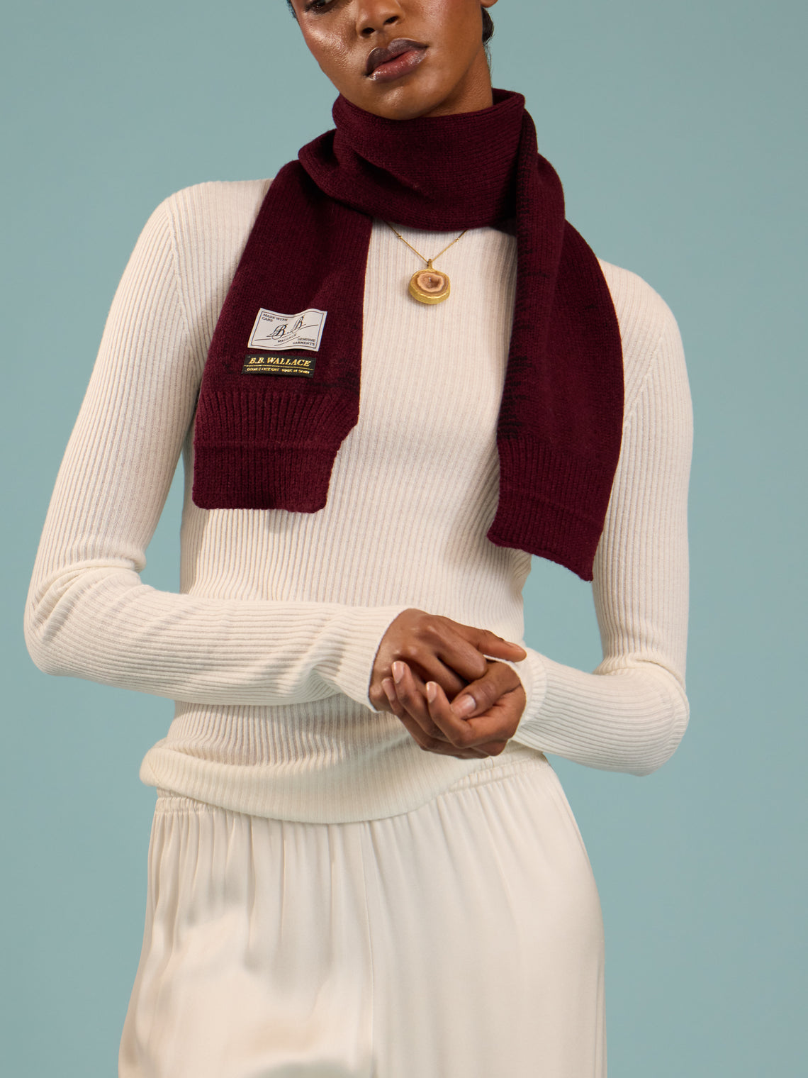 B.B. Wallace - Katz Shetland Wool Scarf (59in/1.5m) - Burgundy - ABASK