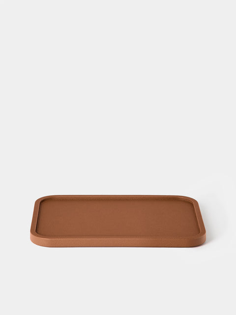 Giobagnara - Arcobaleno Leather Tray (12.5in/31.5cm) - Brown - ABASK