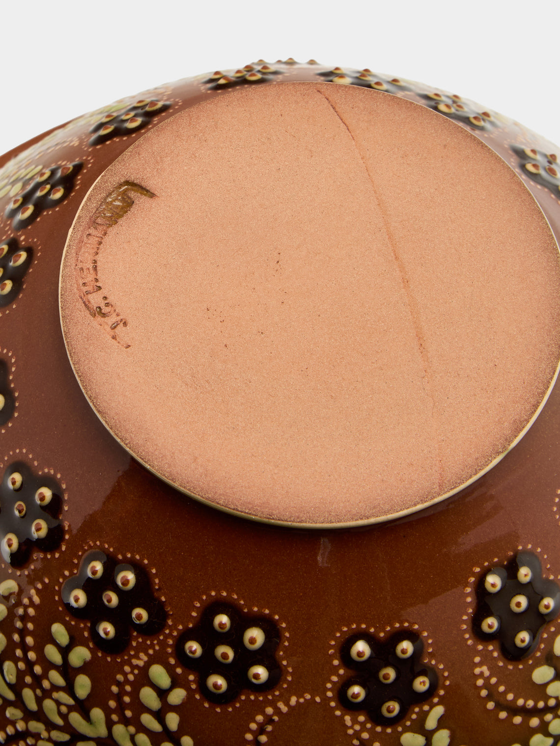 Poterie d’Évires - Flowers Hand-Painted Ceramic Petite Salad Bowl - Light brown - ABASK