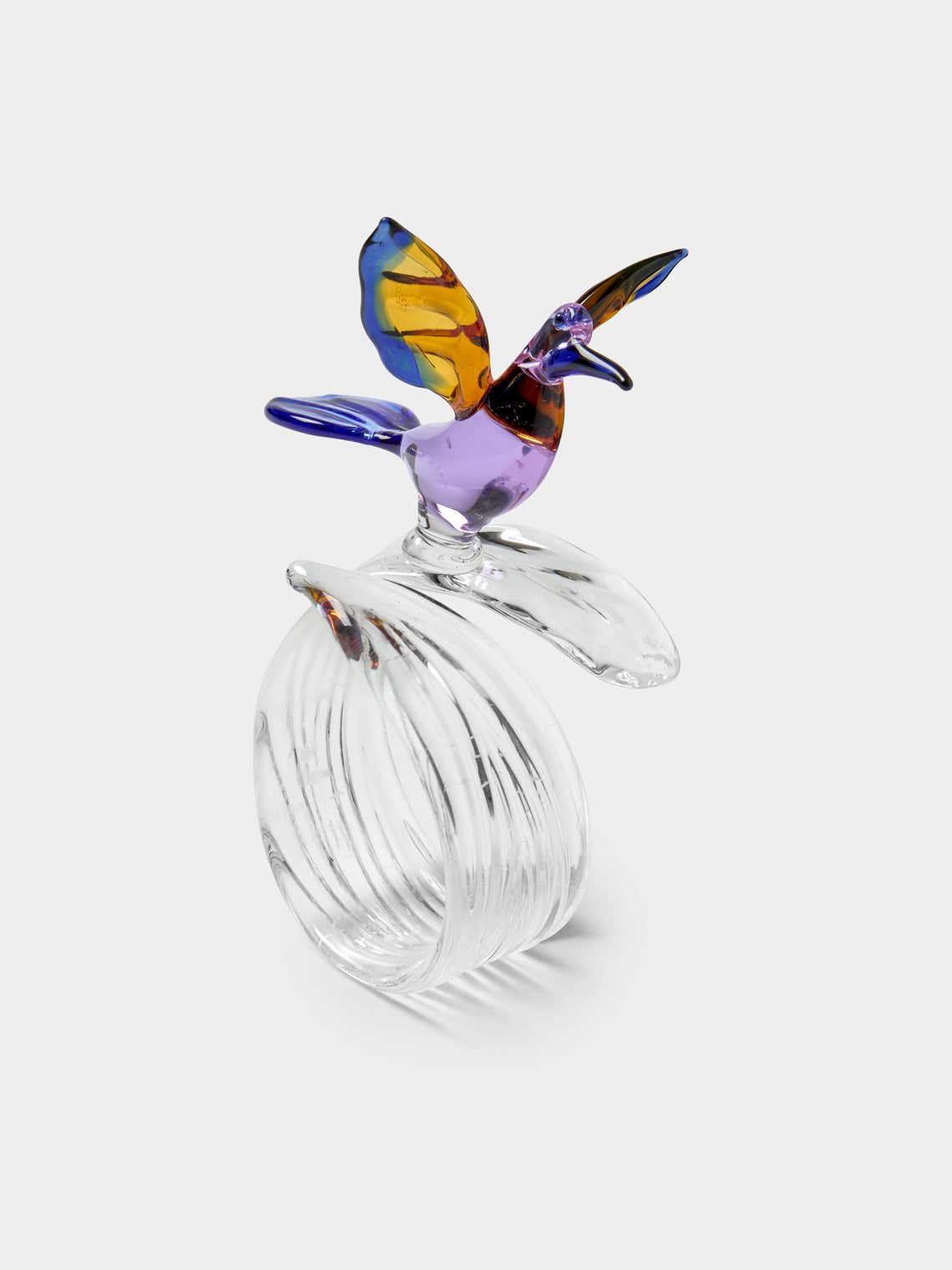 Casarialto - | Set of 6 | Tropical Birds Hand-Blown Glass Napkin Rings - Multiple - ABASK