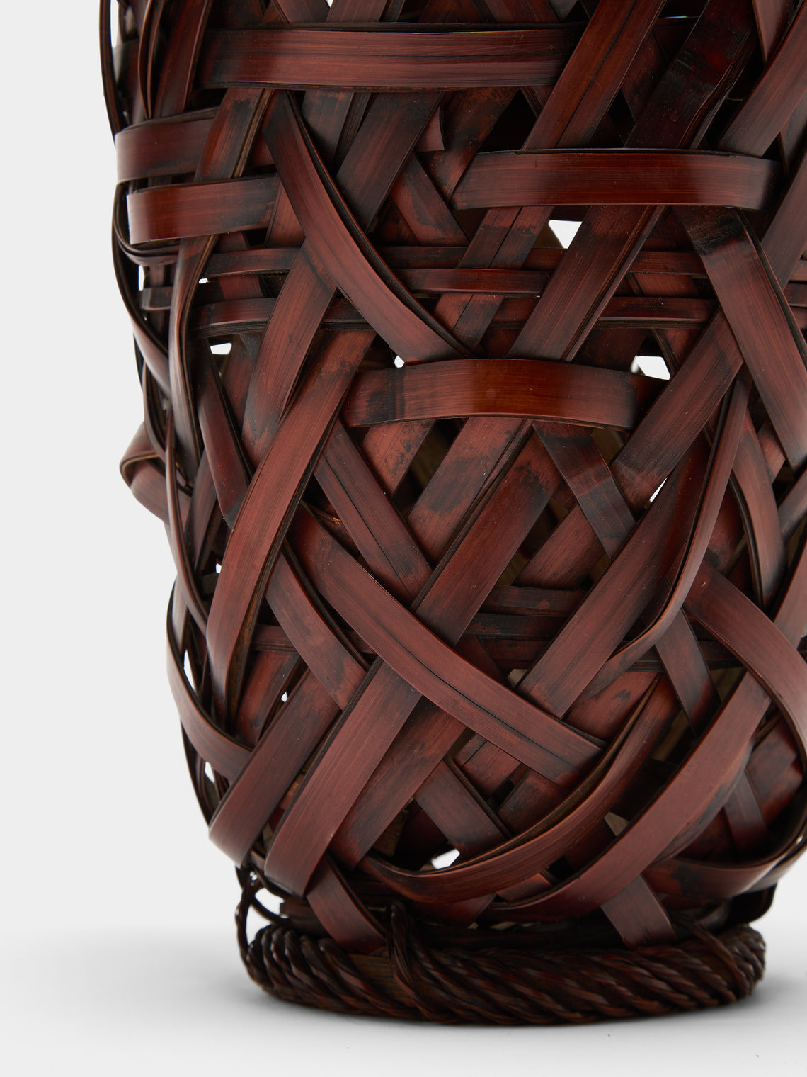 Antique and Vintage - Mid-Century Japanese Bamboo Ikebana Basket - Brown - ABASK