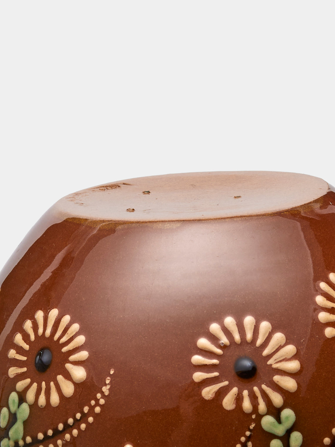 Poterie d’Évires - Flowers Hand-Painted Ceramic Vase (5in/13cm) - Light brown - ABASK