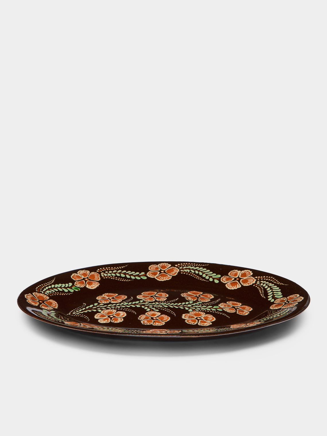 Poterie d’Évires - Flowers Hand-Painted Ceramic Oval Serving Platter -  - ABASK