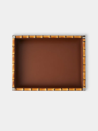 Riviere - Bice Nabuk Leather and Bamboo Valet Tray (9.5in/24cm) - Brown - ABASK - 