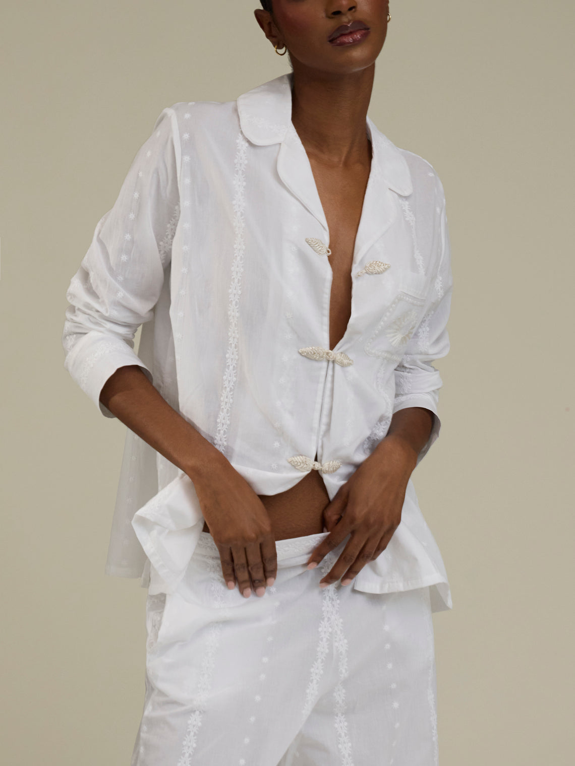 Thierry Colson - The Albertine Cotton Pajama Set - White - ABASK