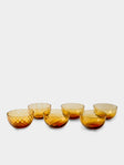 NasonMoretti - | Set of 6 | Idra Hand-Blown Murano Glass Dessert Bowls - Yellow - ABASK - 