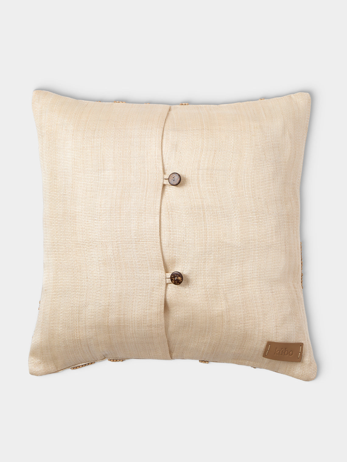 Kubo Curated - Leaves Beaded T'nalak Cloth Cushion (17.5in/45cm) - Beige - ABASK