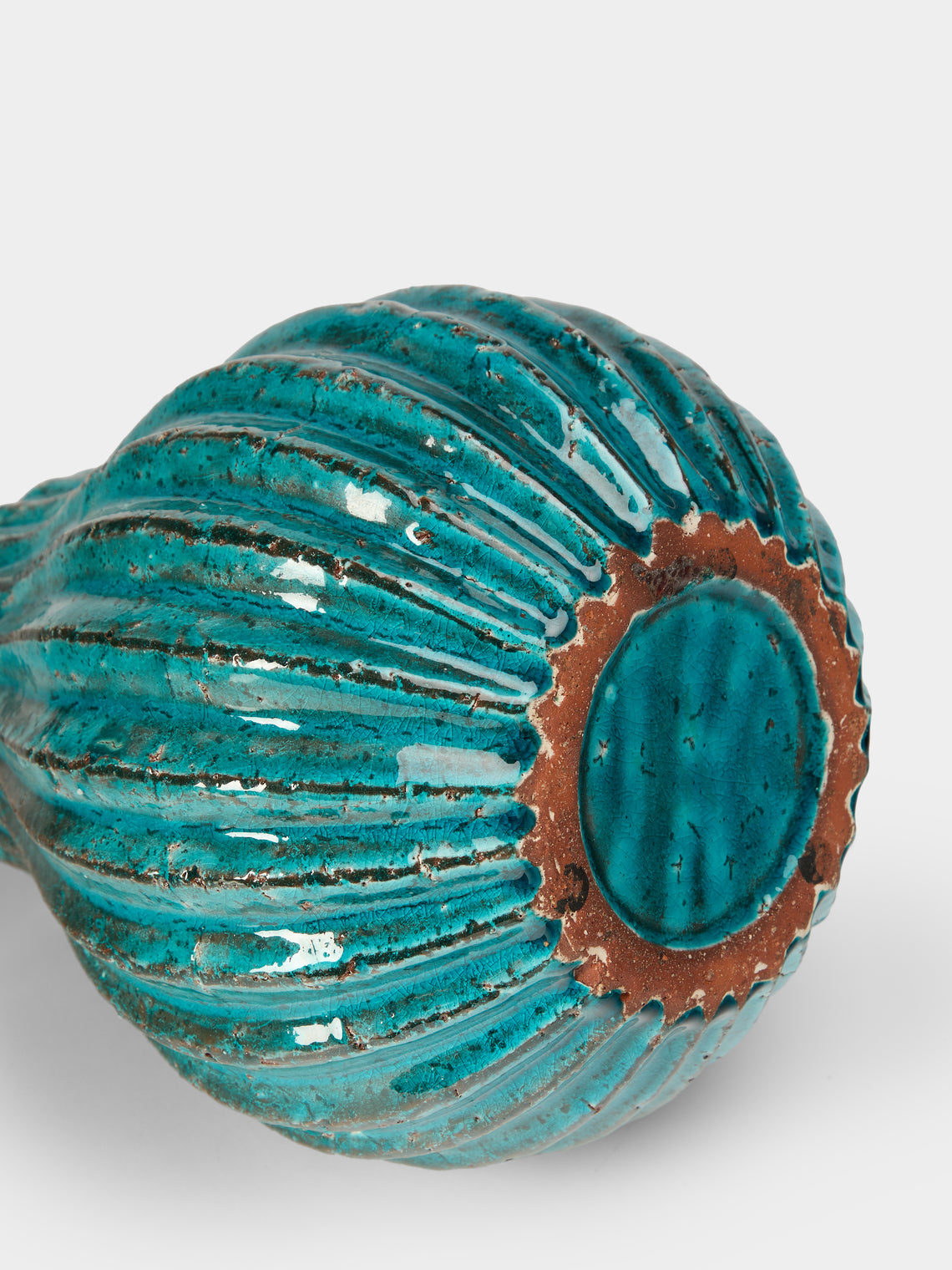 Antique and Vintage - Mid-Century French Ceramic Vase (9.5in/24.5cm) - Blue - ABASK