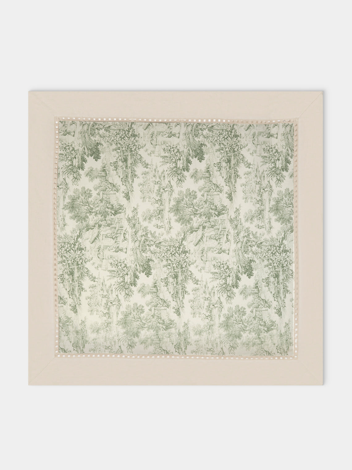 Borgo delle Tovaglie - Riviera Toile de Jouy Linen Large Square Tablecloth - Green - ABASK