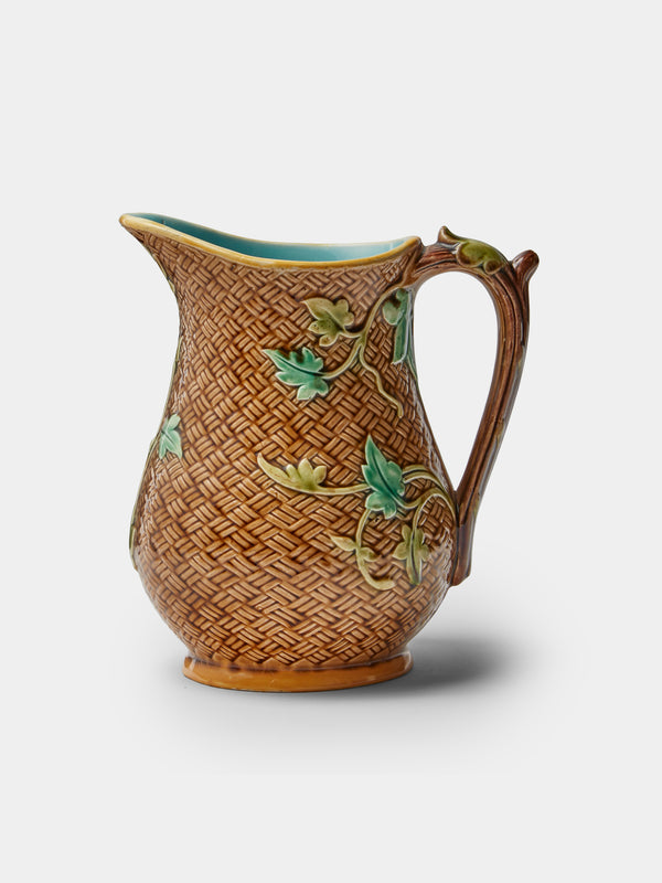 Antique and Vintage - 1900s Majolica Ceramic Jug - Brown - ABASK - 