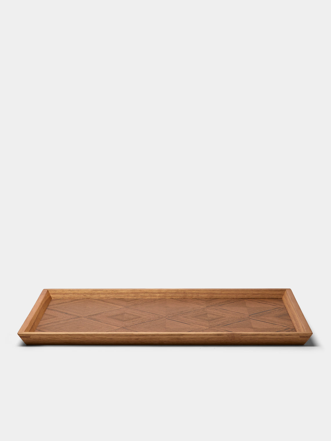 Mori Kougei - Poke Marquetry Wood Tray (15in/38.5cm) - Brown - ABASK