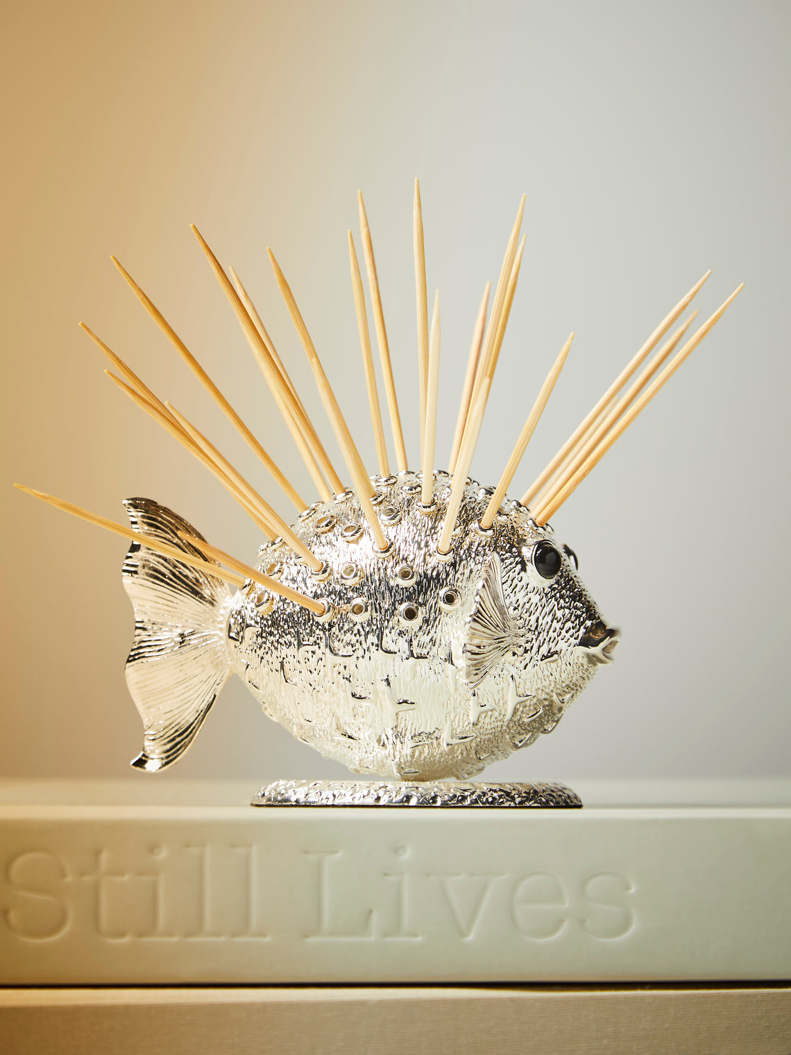 Objet Luxe - Pufferfish Rhodium-Plated Toothpick / Cocktail Stick Holder - Silver - ABASK