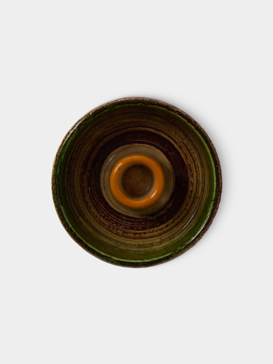 Antique and Vintage - 1960s Bitossi Sahara Ceramic Candle Holder - Green - ABASK