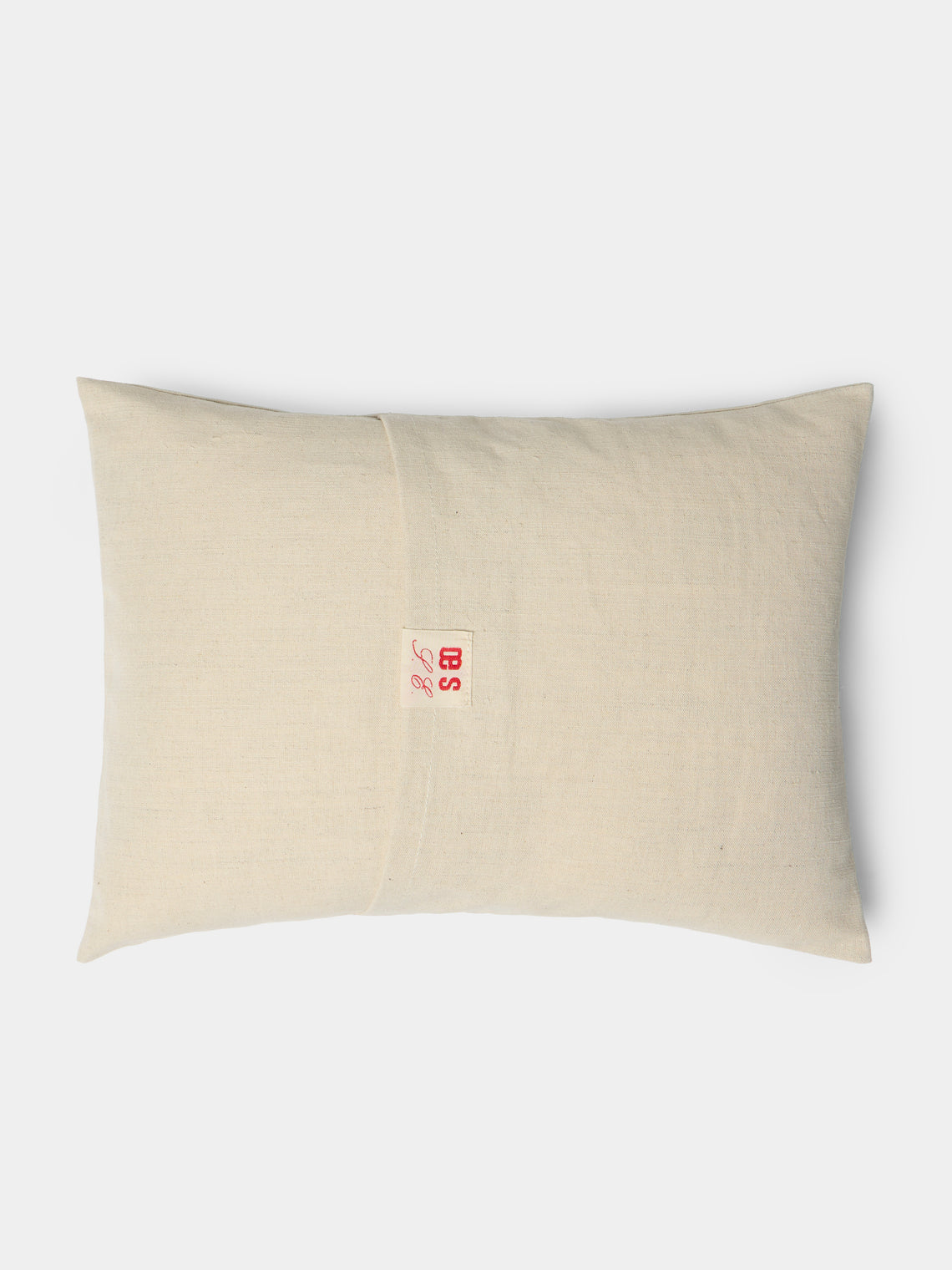 Oeuvres Sensibles - Book Hand-Embroidered Cotton and Hemp Cushion (15.5in/40cm) - Cream - ABASK